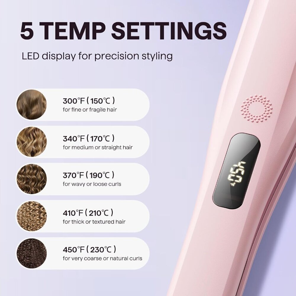 Steam Hair Straightener Titanium Flat Iron with Detachable Comb Pink - Picture 6 of 7